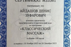 Диплом / сертификат №1 — Айдашов Денис Зуфарович