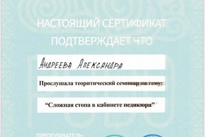 Диплом / сертификат №12 — Бабушкина Александра Юрьевна