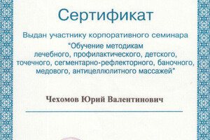 Сертификат участника семинара (2008 г.) — Чехомов Юрий Валентинович