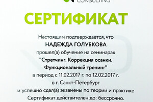 Сертификат о прохождении курса обучения — Голубкова Надежда Николаевна