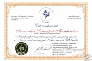 Диплом / сертификат №1 — Голяшевич Дмитрий Михайлович