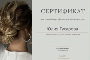 Диплом / сертификат №1 — Гусарова Юлия Валерьевна