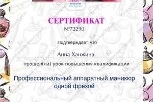 Диплом / сертификат №3 — Ханжина Анна Николаевна