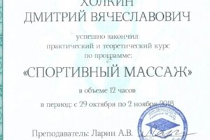 Диплом / сертификат №6 — Холкин Дмитрий Вячеславович