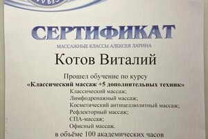 Диплом / сертификат №1 — Котов Виталий Сергеевич