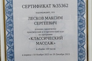 Диплом / сертификат №1 — Лесков Максим Сергеевич