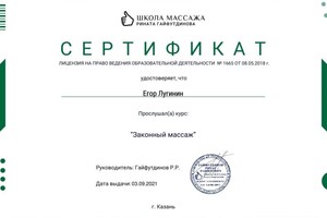 Диплом / сертификат №1 — Лугинин Егор Александрович