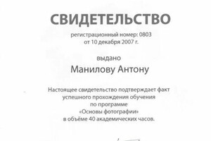 Диплом / сертификат №3 — Манилов Антон Андреевич