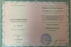 Диплом / сертификат №3 — Матюшевский Степан Романович