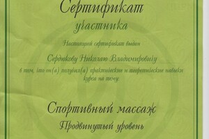 Диплом / сертификат №7 — Сердюков Николай Владимирович