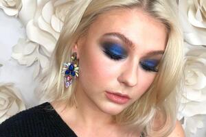 Smoky eyes с синим пигментом и синим кайалом на слизистой. — Шумилова Анастасия Витальевна