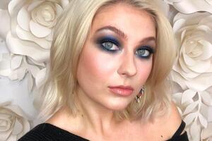 Smoky eyes с синим пигментом и синим кайалом на слизистой. — Шумилова Анастасия Витальевна