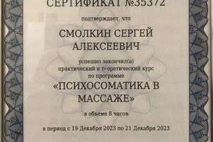 Диплом / сертификат №1 — Смолкин Сергей Алексеевич