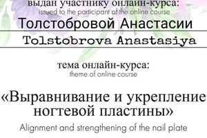 Диплом / сертификат №2 — Толстоброва Анастасия Анатольевна