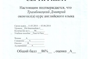 Диплом / сертификат №2 — Трамбовецкий Дмитрий Александрович