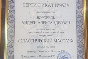 Диплом / сертификат №7 — Воробель Андрей Александрович