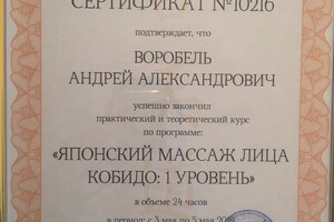 Диплом / сертификат №8 — Воробель Андрей Александрович