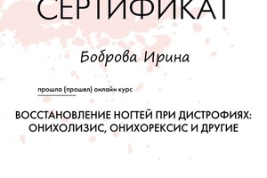 Диплом / сертификат №2 — Боброва Ирина Андреевна