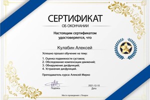 Диплом / сертификат №17 — Кулабин Алексей Юрьевич