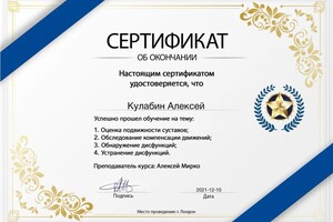 Диплом / сертификат №9 — Кулабин Алексей Юрьевич