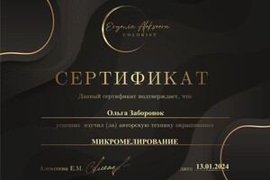 Диплом / сертификат №5 — Заборонок Ольга