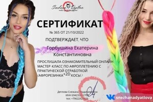 Диплом / сертификат №1 — Горбушина Екатерина Константиновна