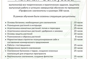 Белоусова Наталья Васильевна — Диплом / сертификат №1