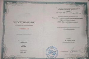 Диплом / сертификат №5 — Егоров Александр Эрнтович