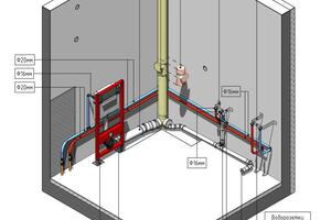 Пространственная схема монтажа сетей ХГВС и канализации — Воронин Сергей Владимирович