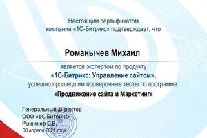 Диплом / сертификат №10 — Романычев Михаил Владимирович