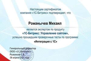 Диплом / сертификат №22 — Романычев Михаил Владимирович