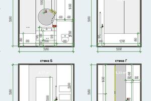 Схема электрики и освещения. Вид развертки стен с мебелью 2д. Планировочное решение ванной комнаты. — Валиуллина Регина Владимировна