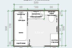 Планировочное решение ванной комнаты. План 2д сверху с описанием. — Валиуллина Регина Владимировна