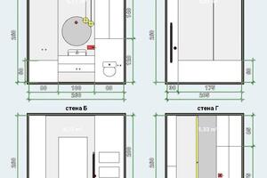 Схема расстановки мебели. Развертки стен 2д. Планировочное решение ванной комнаты. — Валиуллина Регина Владимировна