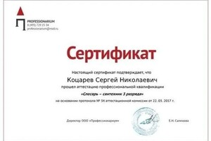 Диплом / сертификат №2 — Коцарев Сергей Николаевич