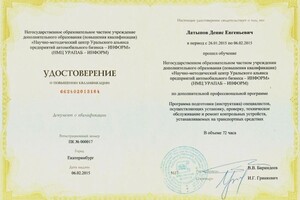 Диплом / сертификат №3 — Латыпов Денис Евгеньевич