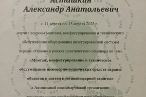 Диплом / сертификат №1 — Асташкин Александр Анатольевич