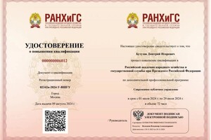 Диплом / сертификат №1 — Бутузов Дмитрий Игоревич