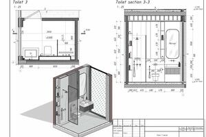 Детализированная 3D-модель санузла Revit — Фролов Андрей Дмитриевич