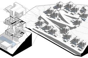 3D-модель генплана поселка и взрыв-схема виллы Revit — Фролов Андрей Дмитриевич