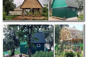 Сарай из ОSB панелей, обшитый железом, крыша из мягкой кровли. 2 этажа. На первом этаже 2 помещения - курятник и гараж... — Глазер Иван Иванович