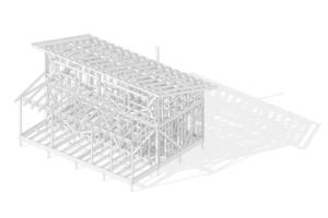 Рендер конструкций спроектированного мною небольшого каркасного дома в России — Канаев Илья Игоревич