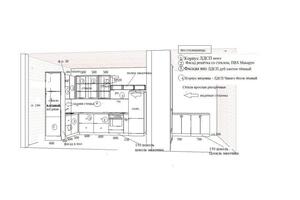 Эскизное изображение кухни с указанием параметров секций под ваш размер кухни, подбор материалов и цветовых решений. ТЗ... — Лисицына Ия Анатольевна