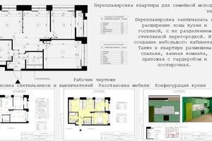 Одна из моих работ. Проект по перепланировки типовой квартиры для двух разных семей. В проекте выполнены все чертежные... — Митюкова Анастасия Александровна