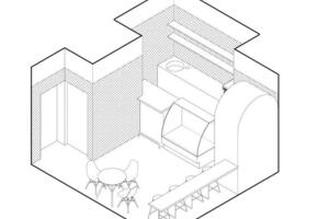 Аксонометрия к концепции интерьера кафе на 2-й Хуторской — Петухов Дмитрий Сергеевич