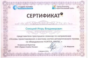 Диплом / сертификат №8 — Сокоцкий Игорь Владимирович