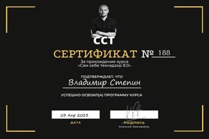 Диплом / сертификат №2 — Степин Владимир Анатольевич