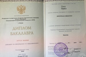 Высшее образование по ИТ специальности - бизнес-информатика — Унту Павел Сергеевич