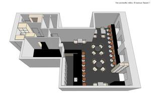 План расстановки мебели. 3D-проекция. Гастробар на м.Павелецкая. Вариант 1 — Янченко Татьяна Анатольевна