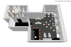 План расстановки мебели. Гастробар на м.Павелецкая. 3D-проекция. Вариант 3 — Янченко Татьяна Анатольевна